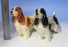 American Cocker Spaniel Black And White Cocker Spaniel Blue Roan Orange Roan Black White Red White Ticking Speckled Show Dog 8 5 L Porcelain Dog Figuri Porcelain Dog Spaniel Art Dog Sculpture
