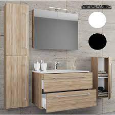 Waschtisch aus eiche mit integriertem keramik waschbecken steinplatte bad. 5 Tlg Waschplatz Badmobel Badezimmer Set Waschtisch Waschbecken Schubladen Keramik Badinos Spiegelschrank Weiss Vcm Yomonda