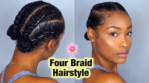 They go well with any outfit, be it a gown, a skirt, or they will show off the contrast between your natural hair color and the new highlights beautifully. Simple Four Braid Hairstyle For Natural Hair Fabulousbre Youtube