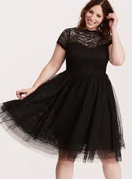 Special Occasion Lace Tulle Swing Dress Deep Black Plus Size Black Dresses Graduation Dress Plus Size Plus Size Party Dresses