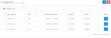 Coupons Opencart Documentation