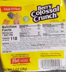 Captain crunch berries nutrition facts. Cereal Berry Colossal Crunch Compared To Captain Crunch Cereal Educare Flint