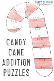Addition Candy Cane Puzzles Fun Christmas Coloring Sheet Alternative Addition Math Puzzles Christmas Math Activities Winter Math Activities