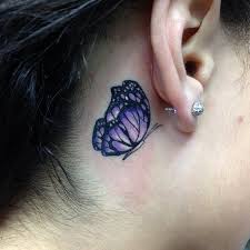 Posted by mr udaya kumar s at 09:44. Behind Ear Purple Butterfly Tattoo For Gils Jpg 612 612 Pixels Purple Butterfly Tattoo Neck Tattoo Butterfly Tattoo