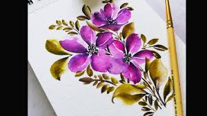 Hello!painting some cute and pretty simple art here! How To Paint Easy Quick Flower Bunch Watercolor Florals Easy Painting Ideas Watercolor Painting Youtube