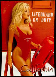 CALIFORNIA SEXY LIFEGUARD GIRL SUPER HOT BOOBS RED 1 PIECE SUIT! POSTCARD 5  X 7! | eBay
