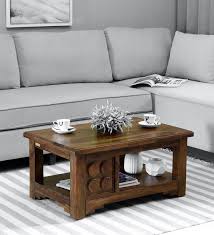 Stylish modern wood & glass coffee table with storage drawers: Buy Squire Solid Wood Coffee Table In Provincial Teak Finish Woodsworth By Pepperfry Online Contemporary Rectangular Coffee Tables Tables Furniture Pepperfry Product