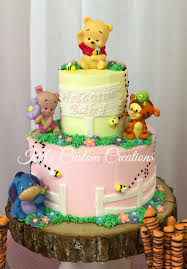 Winnie The Pooh Baby Shower Cake For A Girl Disney Baby Shower Bear Baby Shower Cake Baby Shower Cakes Girl