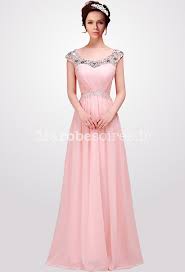 Robe longue bleue vaporeuse, en voile imprimé, marinière sans manches extra longue, tunique seventies en coton inspirée des caftans marocains : Tenue De Soiree Longue Strass Aux Epaules En Mousseline Rose Pastel