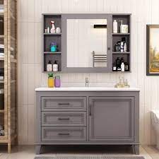 Bathroom vanity cabinets at value prices. Grey Bathroom Vanity Cabinet With Mirror Cabinet White Nature Marble Top Wash Basin Cabinet Modern Bathroom Cabinets Washbasin Design
