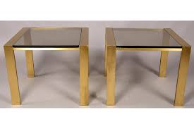 The best of different worlds. Pair Modern Brass End Tables Smokey Glass