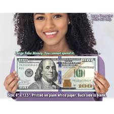 OVERSIZED PRINT-OUT of a 100 Dollar Bill 6" X 13.5"