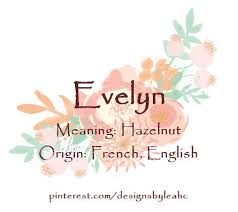 Baby Girl Name Evelyn Meaning Hazelnut Origin French English Nicknames Evie Ww French Baby Names Old Fashioned Baby Names Hispanic Baby Names
