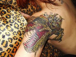 Zombie T Rex Tattoo How Scary Would That Be If That Happen Not Only Did Dinos Come Back They Are Zombies T Rex Tattoo Tattoos Shoulder Tattoo