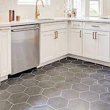 Modern minimalism style kitchen interior in monochrome tones. Floor Tiles