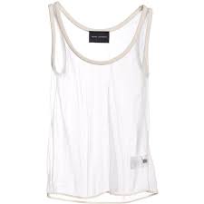 Pedro Lourenco Women S Sheer Organza Cotton Panel Vest Top 115 Liked On Polyvore Featuring Tops Shirts Tank To Sheer White Shirt Scoop Neck Shirts Women