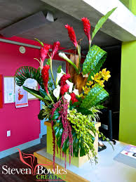 Tropical Flower Arrangement For Naples Academy Of Ballet Designed By Napl Tropical Flower Arrangements Tropical Floral Arrangements Large Floral Arrangements