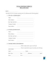 free texas vehicle bill of sale form pdf formspal