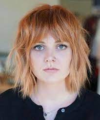 Luminous Auburn Short Shaggy Haircuts With Bangs For Women That Are Truly Inc Short Hair Styles For Round Faces Short Hair Styles Bobbed Hairstyles With Fringe