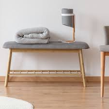 Banc D Entree Capitonne En Bambou Tissu Gris Clair 13310 Meuble Bambou Banc Entree Petit Meuble