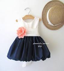 Navy Coral And White Flower Girl Dress Www Etsy Com Shop Mossrosecottagedress Coral Flower Girl Dresses Baby Girl Dresses Girl Outfits