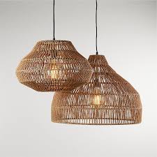 Cabo Large Woven Pendant Light Reviews Crate And Barrel In 2020 Pendant Light Rattan Pendant Light Wicker Pendant Light