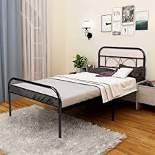 Greenforest Twin Bed Frame Metal Platform Single Mattress Base Bed With Headboard No Box Spring Need In 2020 Twin Bed Frame Headboards For Beds Headboard And Footboard