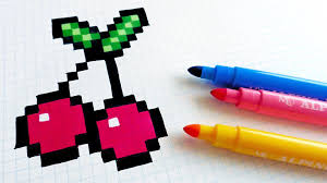 Handmade Pixel Art How To Draw Cherries Pixelart Dibujos En Cuadricula Dibujos Hojas Dibujos Pixelados