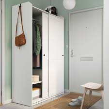No need to choose, this wardrobe offers both possibilities. Hauga Wardrobe With Sliding Doors White 118x55x199 Cm Ikea