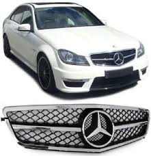 Calandre Mercedes Classe C W204 Noir Brillant Chrome Look C63 Amg Sl Design Ebay