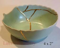 Celadon Kintsugi Pottery Mended With Gold Effect Kintsugi Kintsugi Art Japanese Ceramics