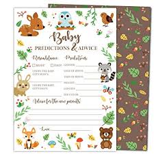 gooji baby shower prediction and advice card games 50 pack woodland animal themed play charts high quality cardstock rich colors and graphics