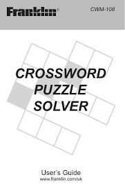 No pencil or eraser required! Franklin Crossword Puzzle Solver Cwm 108 User Manual Manualzz