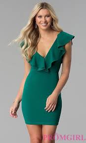 Deep V Neck Short Party Dress With Ruffles Ruffle Bodycon Dress Cheap Cocktail Dresses Short Party Dress