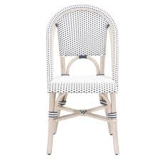 W 19 D 23 5 H 35 5 White Wash Rattan Denim White Check Rattan Frame Suitable For Covered Outdoor Use Dining Chair Set Rattan Dining Chairs Chair