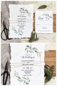 Modern Greenery Handmade Paper Wedding Invitation Wedding Invitations Rustic Beach Wedding Invitations Wedding Paper