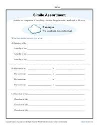 Simile Assortment 4th And 5th Grade Worksheets Simile Worksheet Simile 5th Grade Worksheets