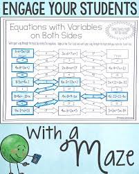 Solving Equations With Variables On Both Sides Worksheet Maze Activity Solving Equations Equations Math Word Problems