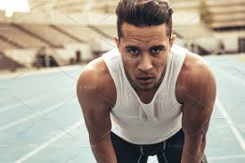 Sprinter Standing On Running Track Running Photos Sprinter Running Track