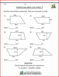 Math Practice Worksheets Trapezium Area 2 Quadrilaterals Math Practice Worksheets Quadrilaterals Worksheet