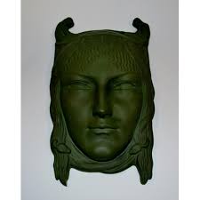 A rare Doulton & Co mask, by Richard Garbe, Fate, modelled as a female  head, her hair entwined with