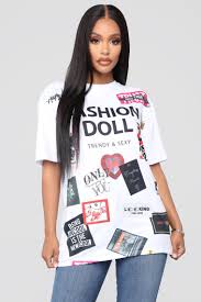 Fashion Doll Tunic Top Off White Graphic Tees Fashion Nova