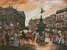 83x117 size (with 14 count aida fabric): Artecy Cross Stitch Piccadilly London Cross Stitch Pattern To Print Online