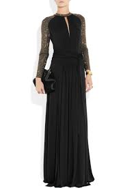 Just Cavalli Studded Jersey Crepe Gown Runway Dresses Fashion Black Gown