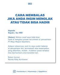Saat menerima panggilan interview melalui email menjadi hal yang sangat menyenangkan dan penuh hardpan sebab namun hanya saja alangkah baiknya membalas email panggilan interview dengan format yang lebih formal. Rawarwar Anwar Daud Twitter