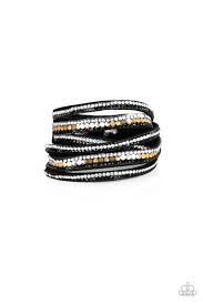 Black And Gold Wrap Bracelet Paparazzi Paparazzi Bracelet Completely Lead And Nickel Free In 2020 Black Bracelets White Rhinestone Double Wrap Bracelet