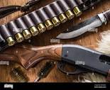 Hunting equipment - pump action shotgun, 12 mm hunting cartridge ...
