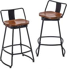 Interchangeable back metal swivel bar stool with a star in the back. Amazon Com Yongqiang 30 Swivel Barstools With Backs Wood Metal Bar Stools Set Of 2 Industrial Counter H Metal Bar Stools Bar Stools Industrial Counter Stools