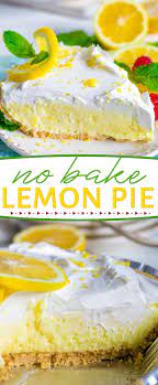 This Easy No Bake Lemon Pie Is Perfect For Hot Summer Days Loaded With Tart Lemon Flavor The Creamy Lemon Filling G Desserts No Bake Lemon Pie Easy Lemon Pie