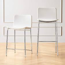 Shop silver counter height stools at luxedecor.com. Strut White Bar Stools Cb2